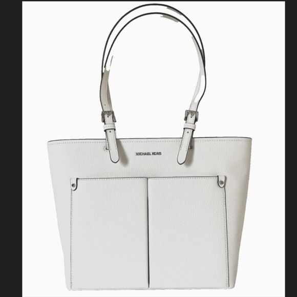 BNWT - MICHAEL KORS JET SET TRAVEL TOTE OPTIC WHITE - Picture 1 of 9
